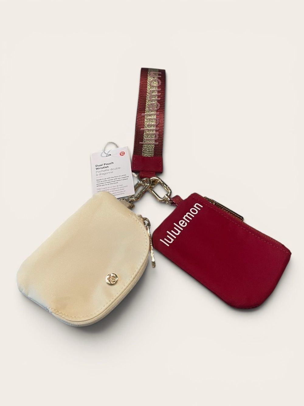 Lululemon Red & Cream Double Pouch Wristlet